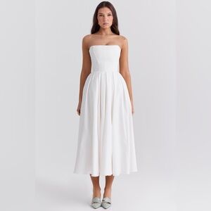 house of cb audrey midi dress in white size XS